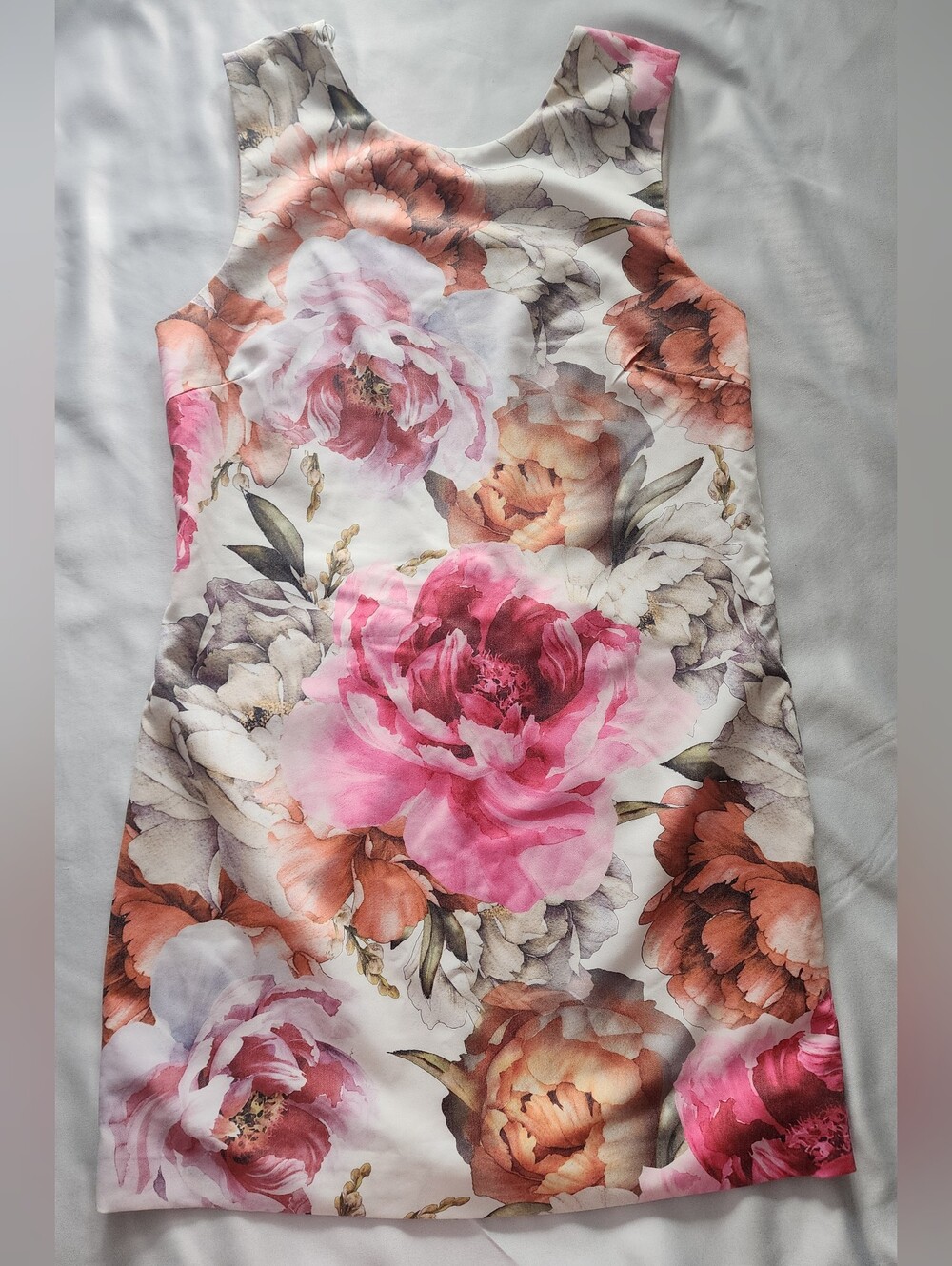 NWT Vicolo Floral Peony V-Back Bow Shift Mini Dress Size S MSRP $325